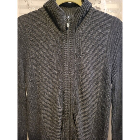 Eddie Bauer Sweater Zip Cotton Long Cardigan Womens L Grandma Preppy Teacher - Picture 3 of 16